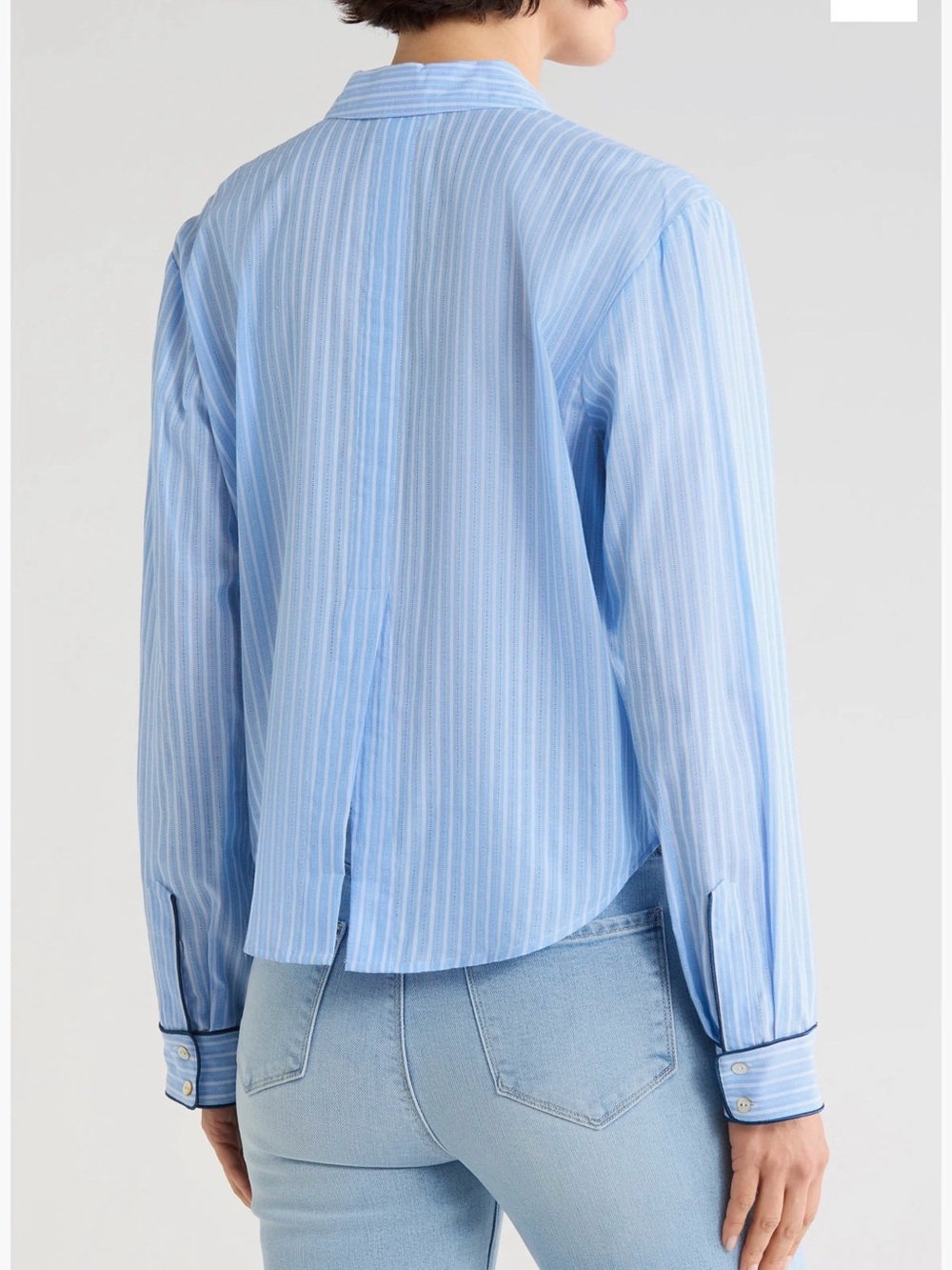 L'AGENCE Cosette Stripe High-Low Shirt | Size S - Picture 2 of 11